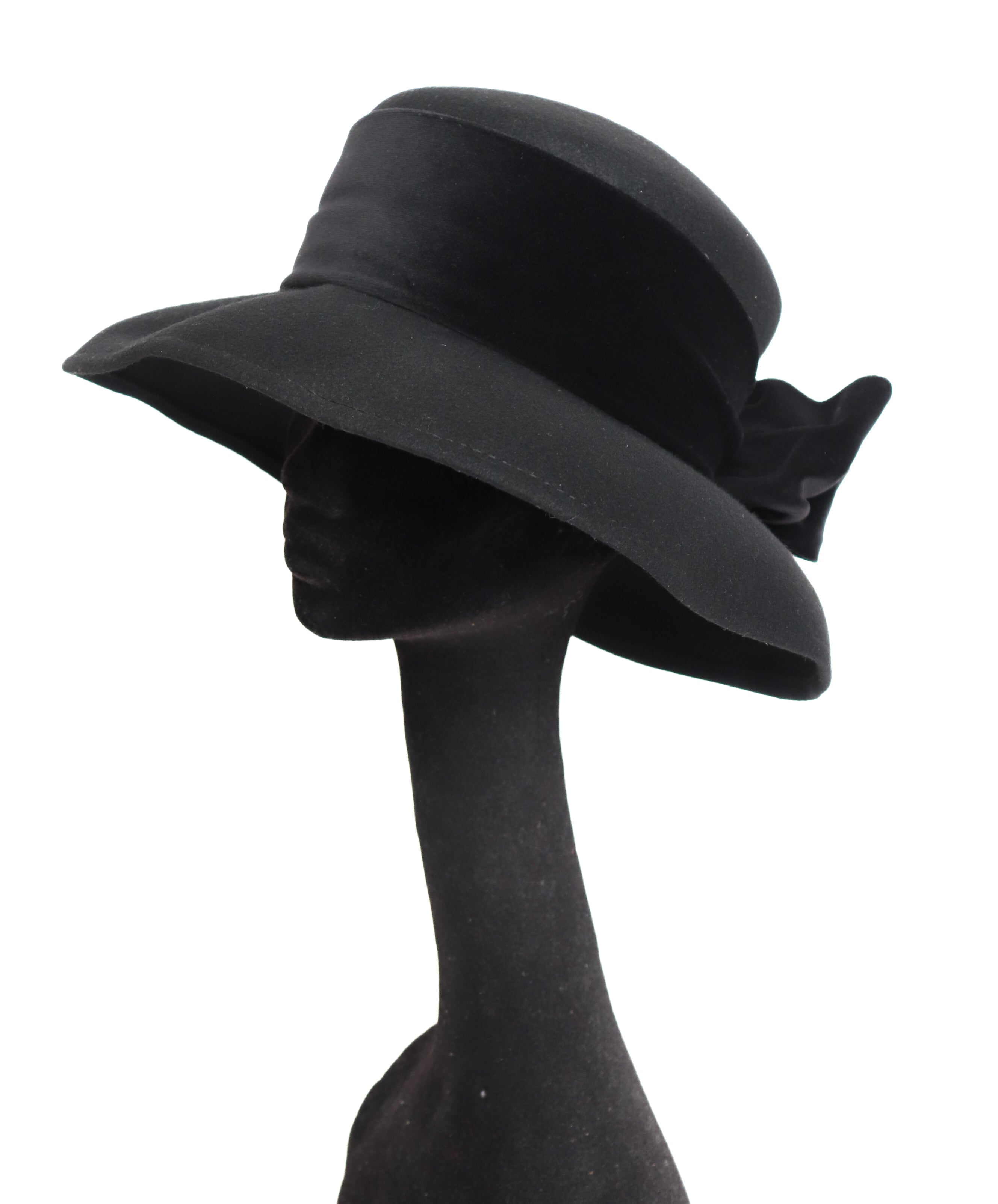 Black Wide Brim Hat  - 1990s -  Vintage Made in UK Accessorize - Large