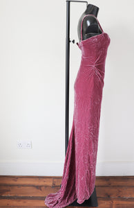 Vintage 1930s Style Evening Dress - Bias Cut Pink Crushed Velvet - XXS / UK 6