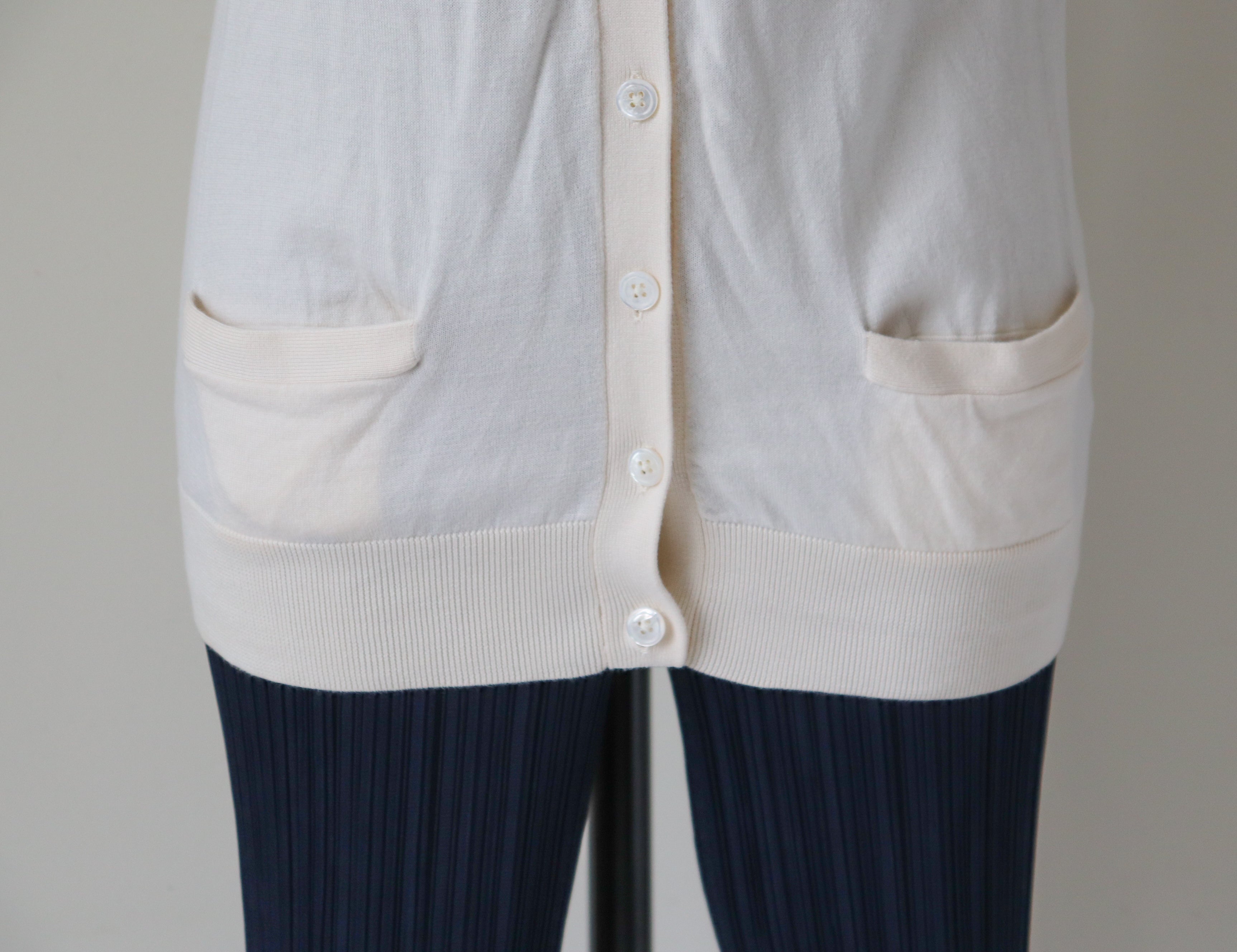 Short Sleeve Cardigan - Ralph Lauren - Cream- Skinny - S / UK 10