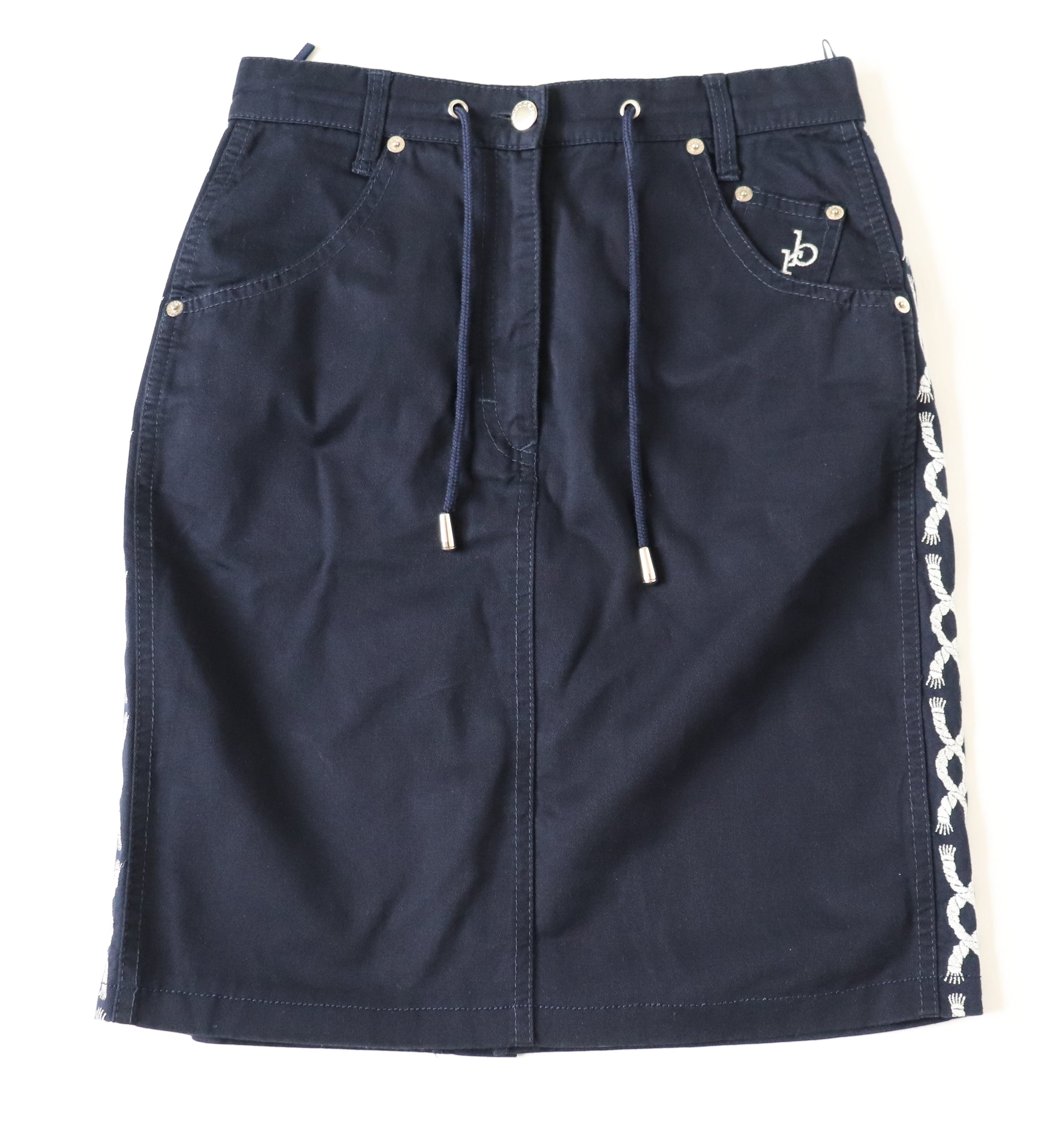 Roccobarocco Canvas Mini Skirt - Blue - 1990s Vintage Cruise - Fit XS / UK 8