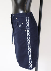 Roccobarocco Canvas Mini Skirt - Blue - 1990s Vintage Cruise - Fit XS / UK 8