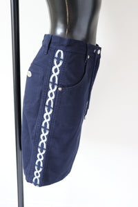 Roccobarocco Canvas Mini Skirt - Blue - 1990s Vintage Cruise - Fit XS / UK 8