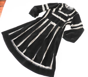 Roch Perel  LBD  Dress - Black Velvet / Lace - XL - Fit L / UK 14 - Label Attach