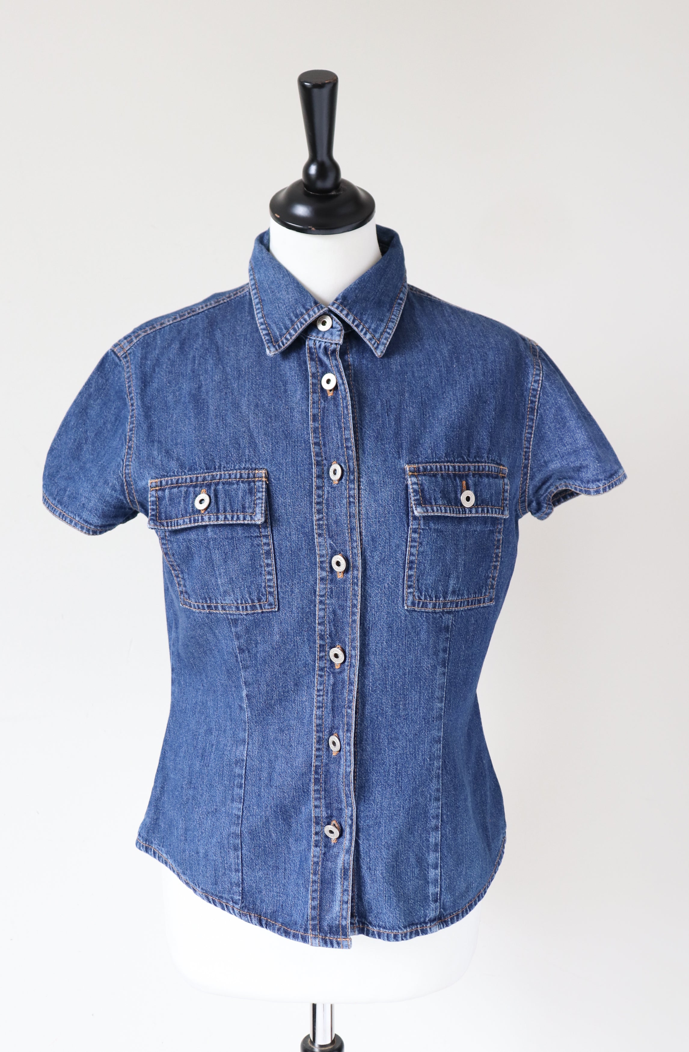 Denim Shirt - Byblos Blu -Short Sleeve - Blue - S / UK 10