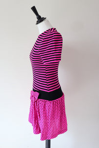 Vintage 1980s Mini Dress - DVF - Pink - 1980s  Rah Rah - XXS / UK 6