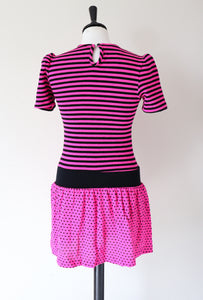 Vintage 1980s Mini Dress - DVF - Pink - 1980s  Rah Rah - XXS / UK 6