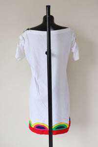 1980s Oceano T-Shirt Dress - White Cotton - S / M - UK 10 / 12