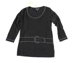 Luisa Spagnoli Black Top - Trompe L’oeil Jumper - M - 10 / 12 - Labels Attached
