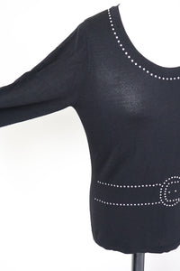 Luisa Spagnoli Black Top - Trompe L’oeil Jumper - M - 10 / 12 - Labels Attached