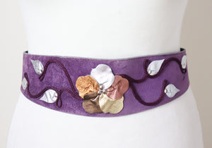 Purple Suede Leather Vintage Corset Belt - Wide - Elle Bijou Wien - XS / S
