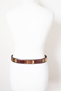 Vintage Belt - 1990s brown leather Paris / Madrid / Roma / New York - Small