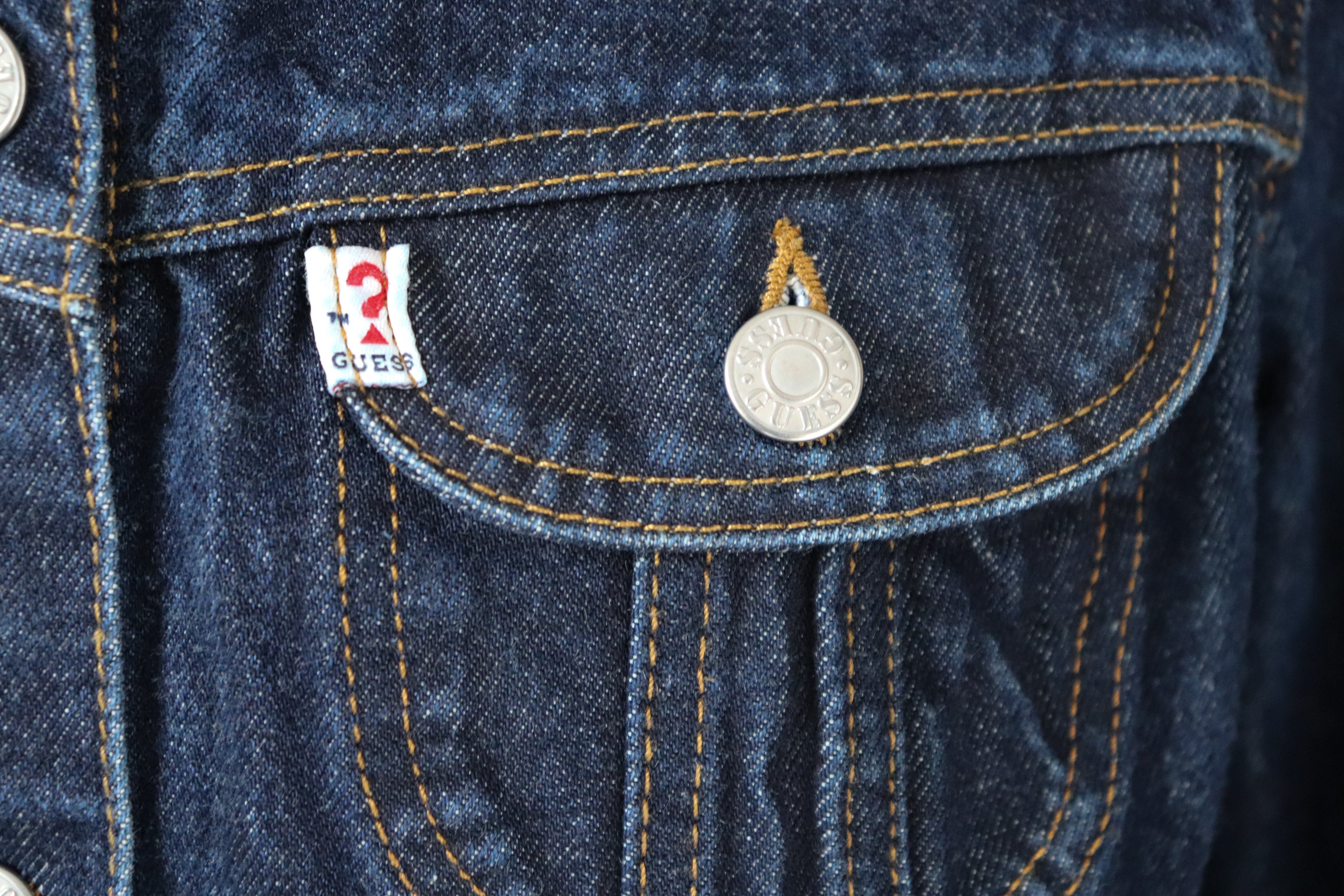 Guess Blue Cropped Denim Jacket - Y2K Fitted - M - Fit UK 10 / 12