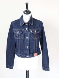 Guess Blue Cropped Denim Jacket - Y2K Fitted - M - Fit UK 10 / 12