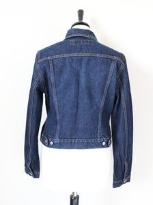 Guess Blue Cropped Denim Jacket - Y2K Fitted - M - Fit UK 10 / 12
