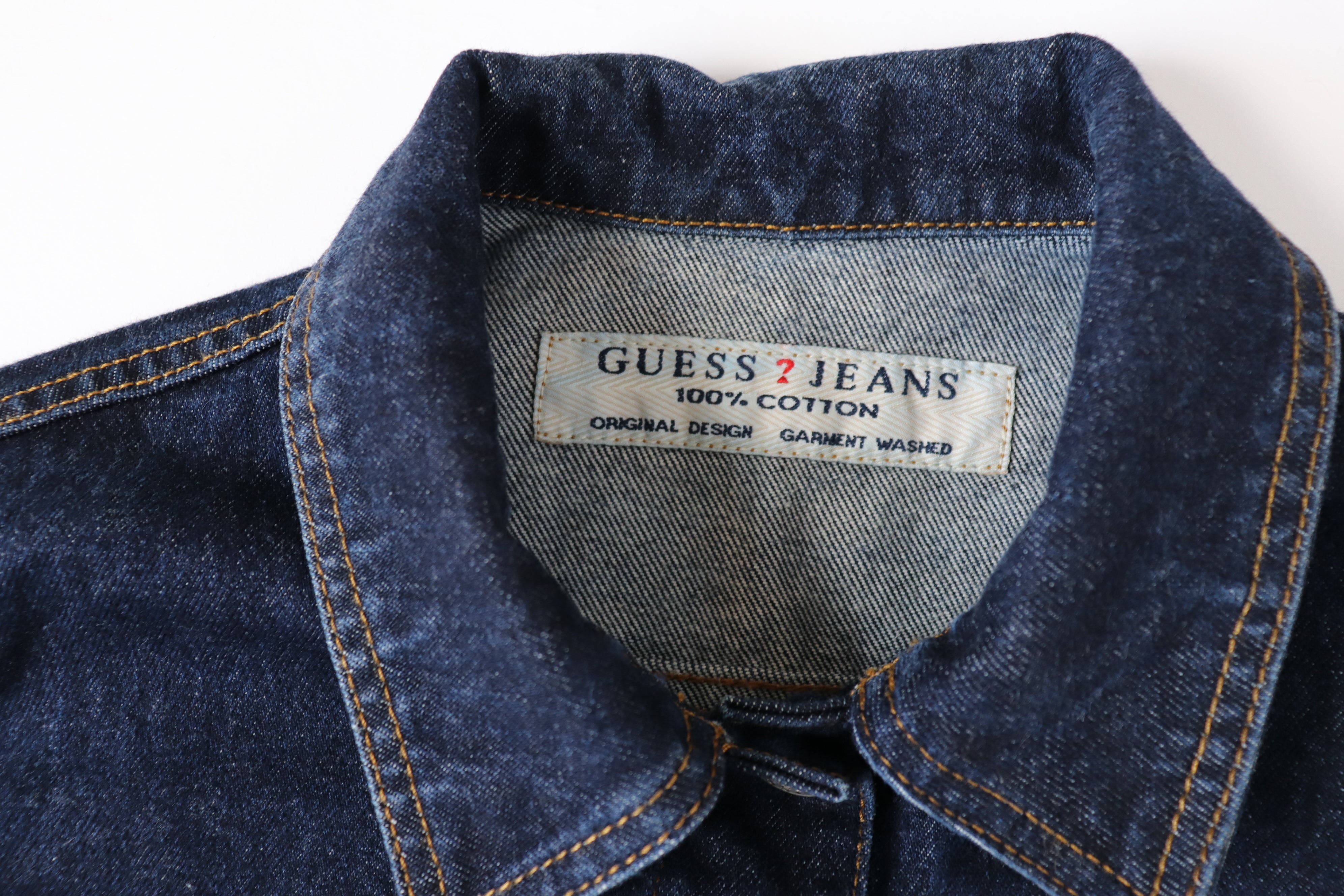 Guess Blue Cropped Denim Jacket - Y2K Fitted - M - Fit UK 10 / 12