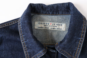 Guess Blue Cropped Denim Jacket - Y2K Fitted - M - Fit UK 10 / 12