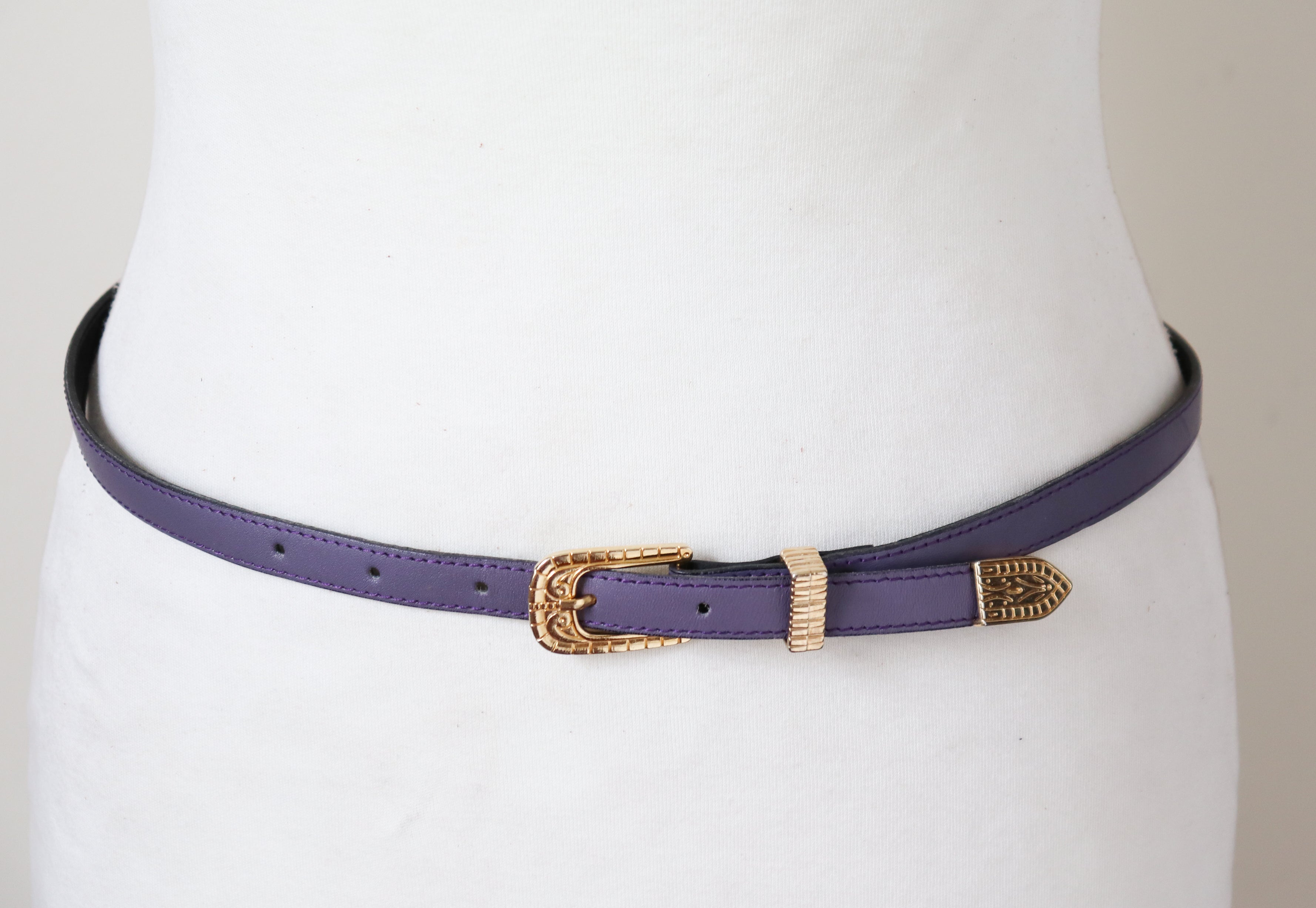 Purple western skinny belt - 1980s Vintage - Small