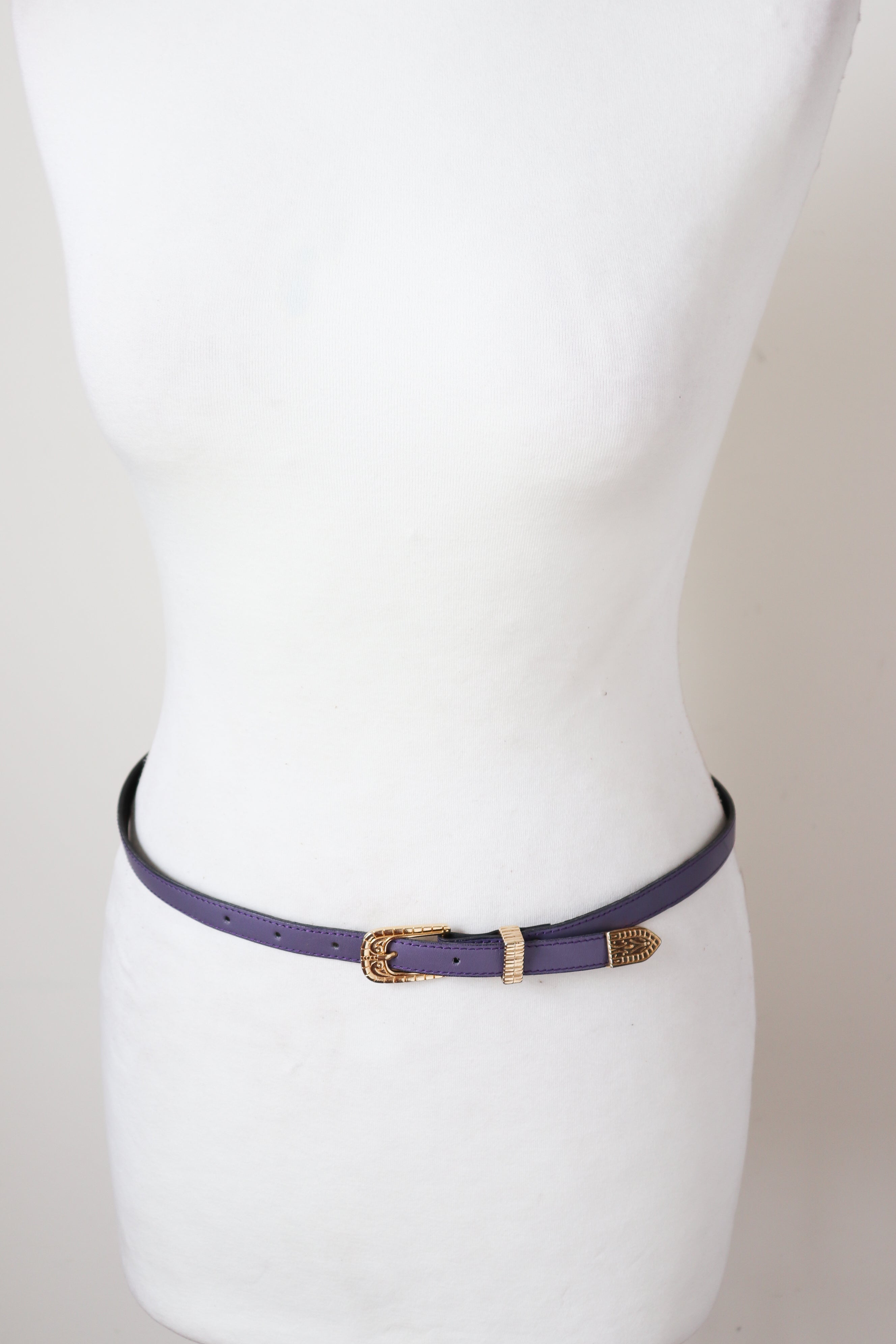 Purple western skinny belt - 1980s Vintage - Small