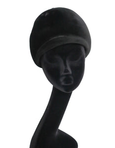 Vintage 1960s Helmet Hat / Dome Bonnet  - Ranella -Black Felt Wool - Rare - S/ M
