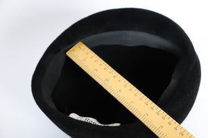 Vintage 1960s Helmet Hat / Dome Bonnet  - Ranella -Black Felt Wool - Rare - S/ M