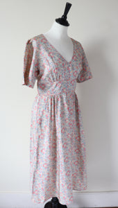 Susan Small Vintage Summer Dress - 1980s - Silk Tea Dress - Fit S / UK 10