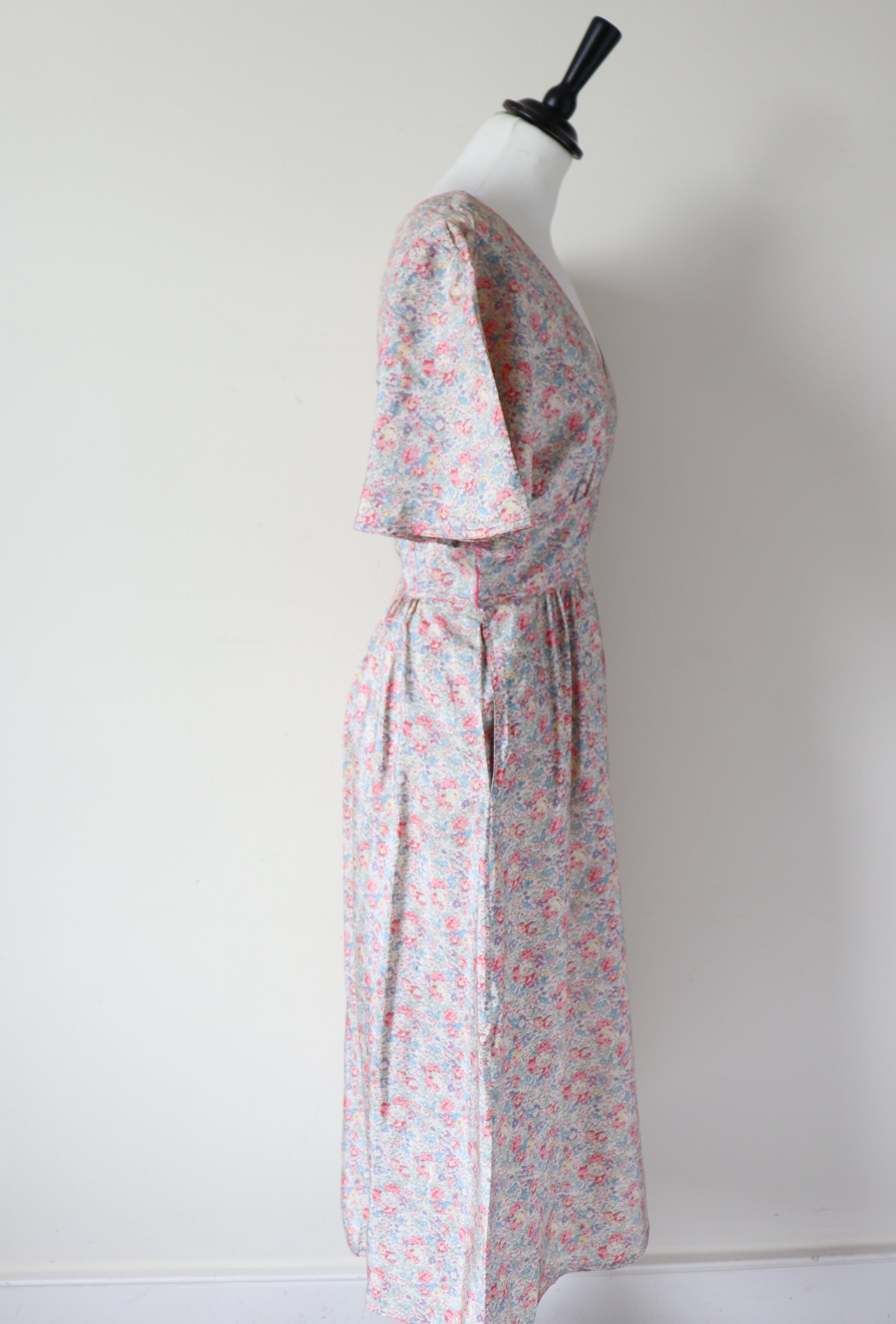 Susan Small Vintage Summer Dress - 1980s - Silk Tea Dress - Fit S / UK 10
