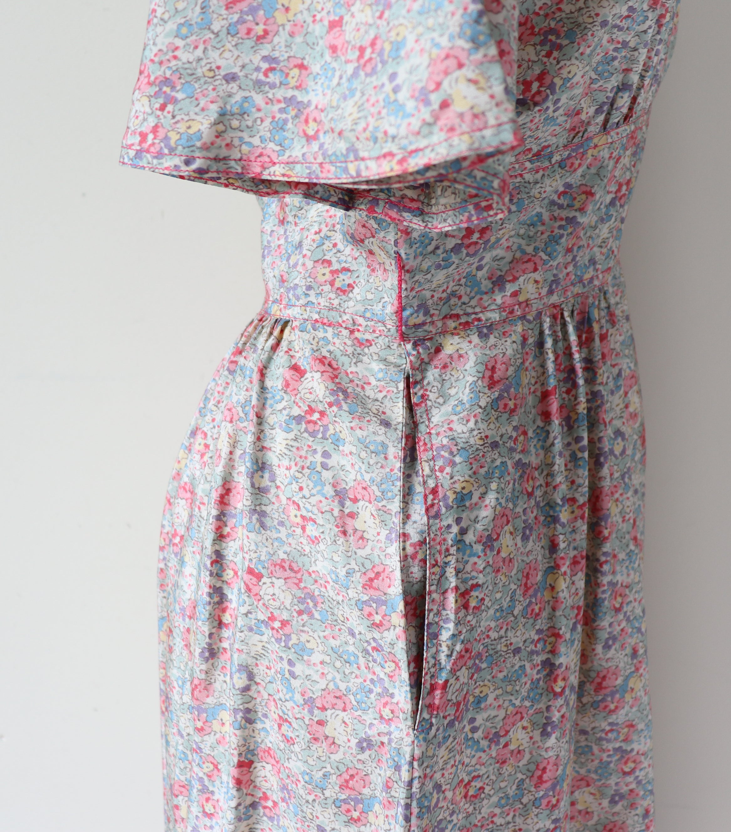 Susan Small Vintage Summer Dress - 1980s - Silk Tea Dress - Fit S / UK 10