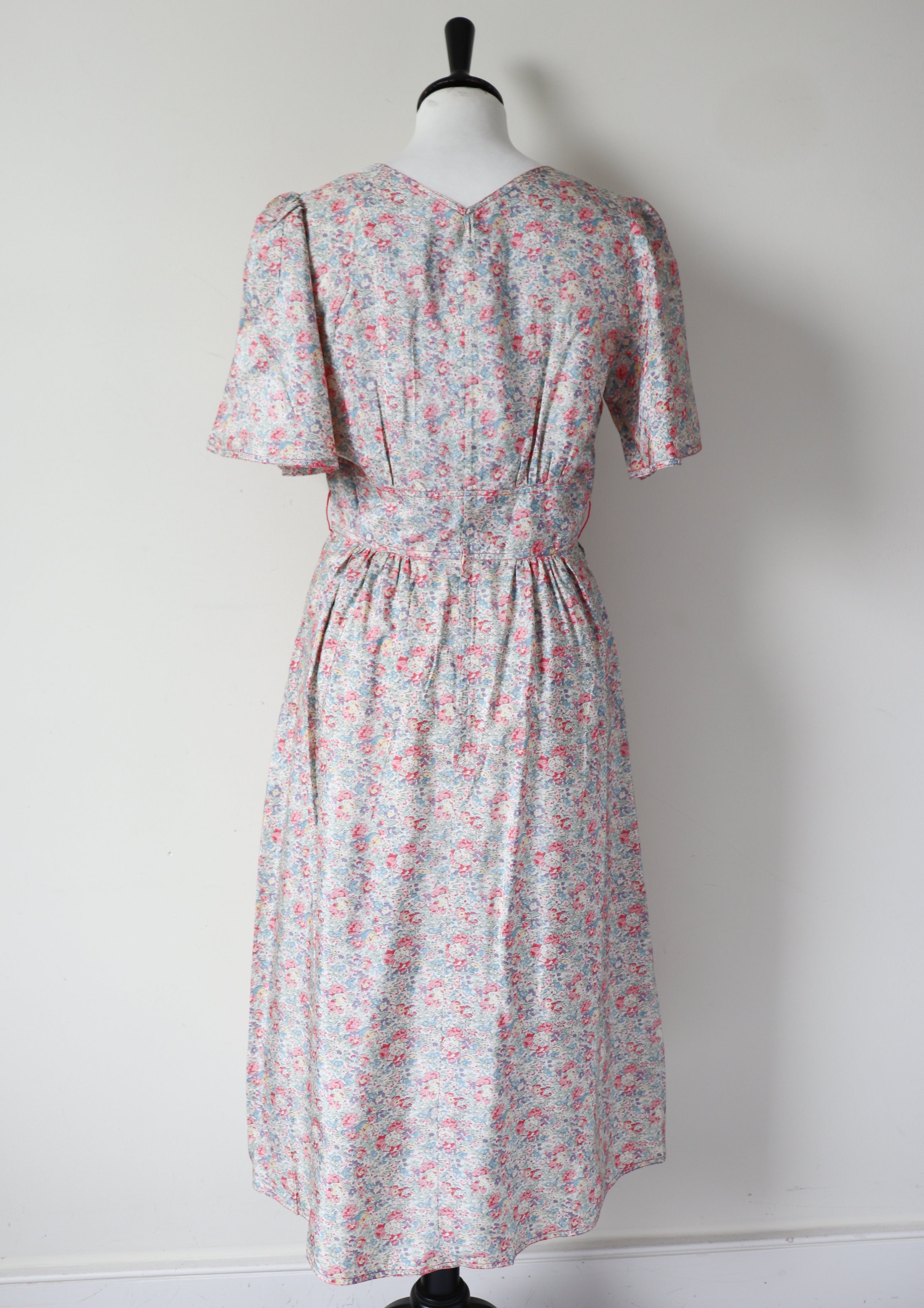 Susan Small Vintage Summer Dress - 1980s - Silk Tea Dress - Fit S / UK 10