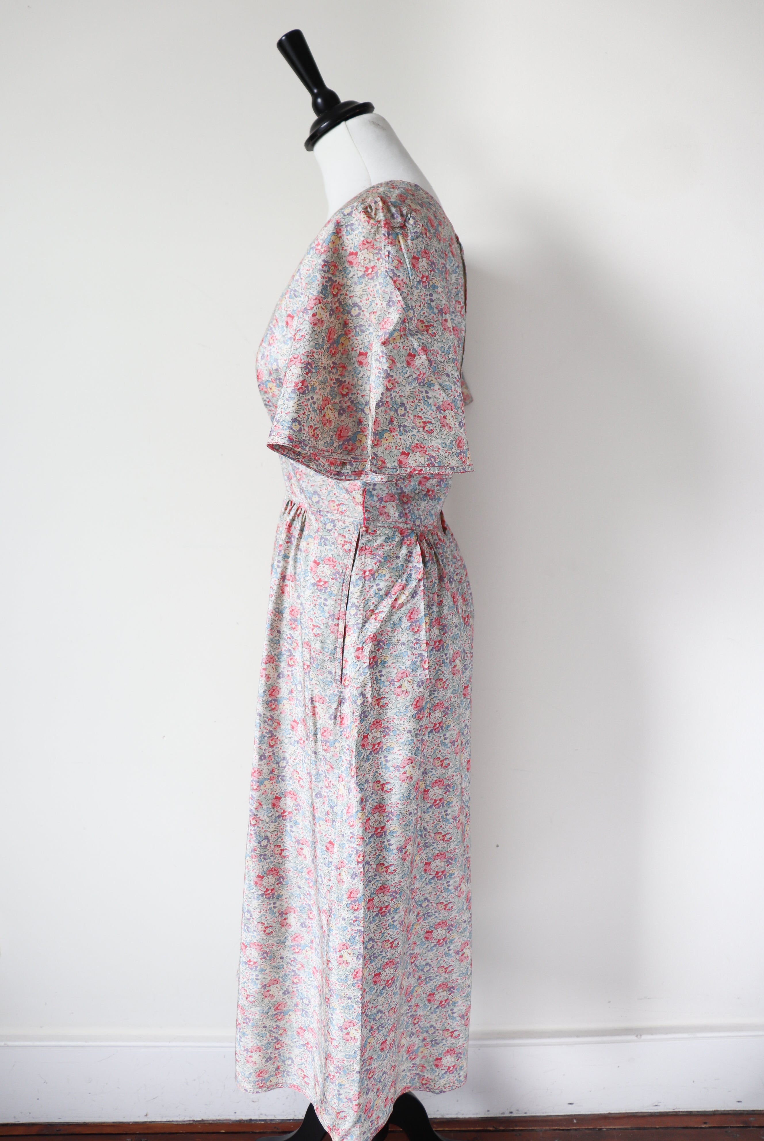 Susan Small Vintage Summer Dress - 1980s - Silk Tea Dress - Fit S / UK 10
