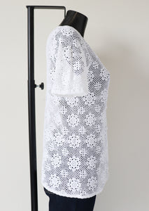 Crochet / Macrame Top - Vintage - Ivory White Cotton Knit - M / UK 12