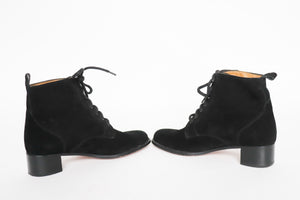 Black  Suede Leather Lace-Up  Ankle Boots - Amberland - 38 / 38.5