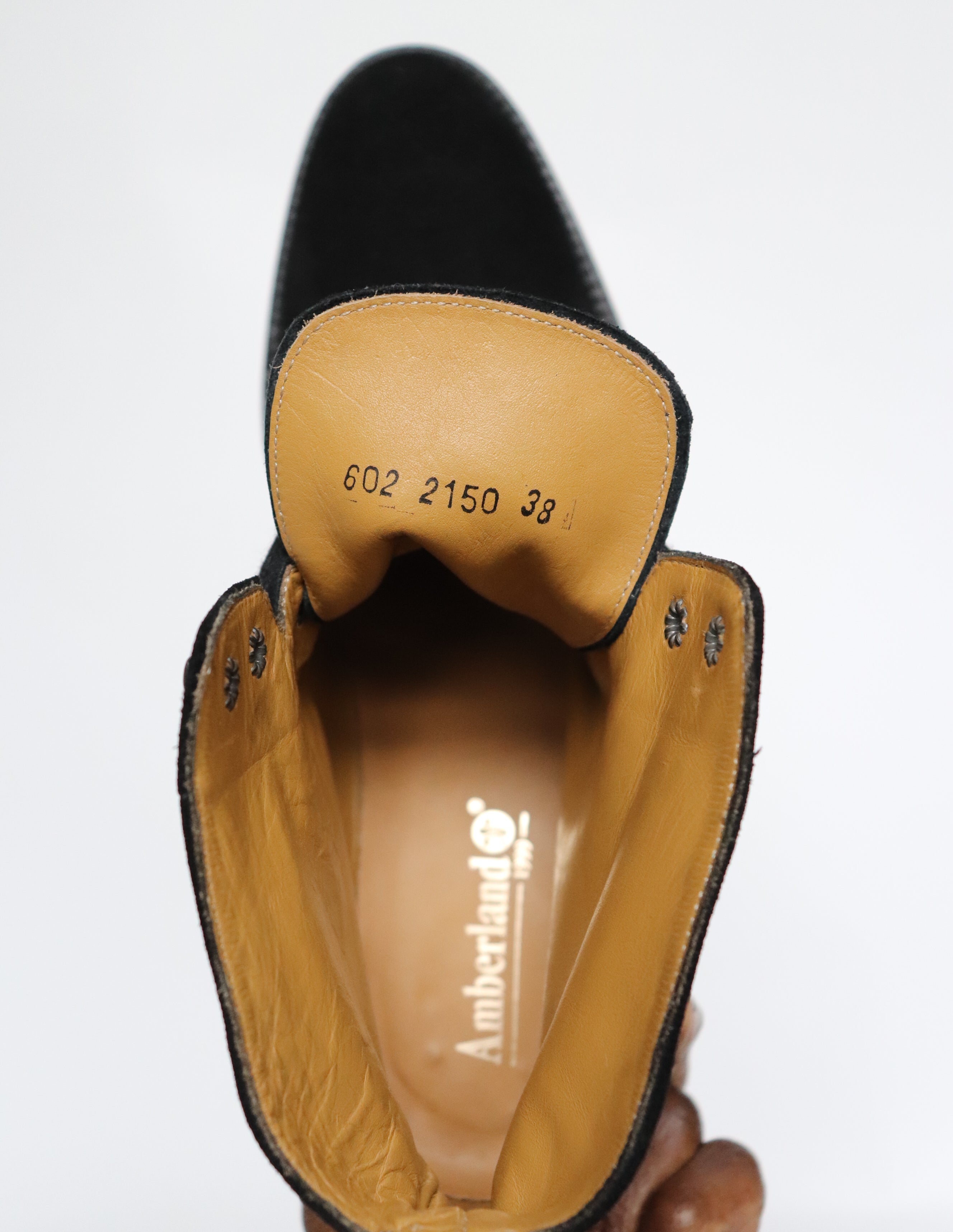 Black  Suede Leather Lace-Up  Ankle Boots - Amberland - 38 / 38.5