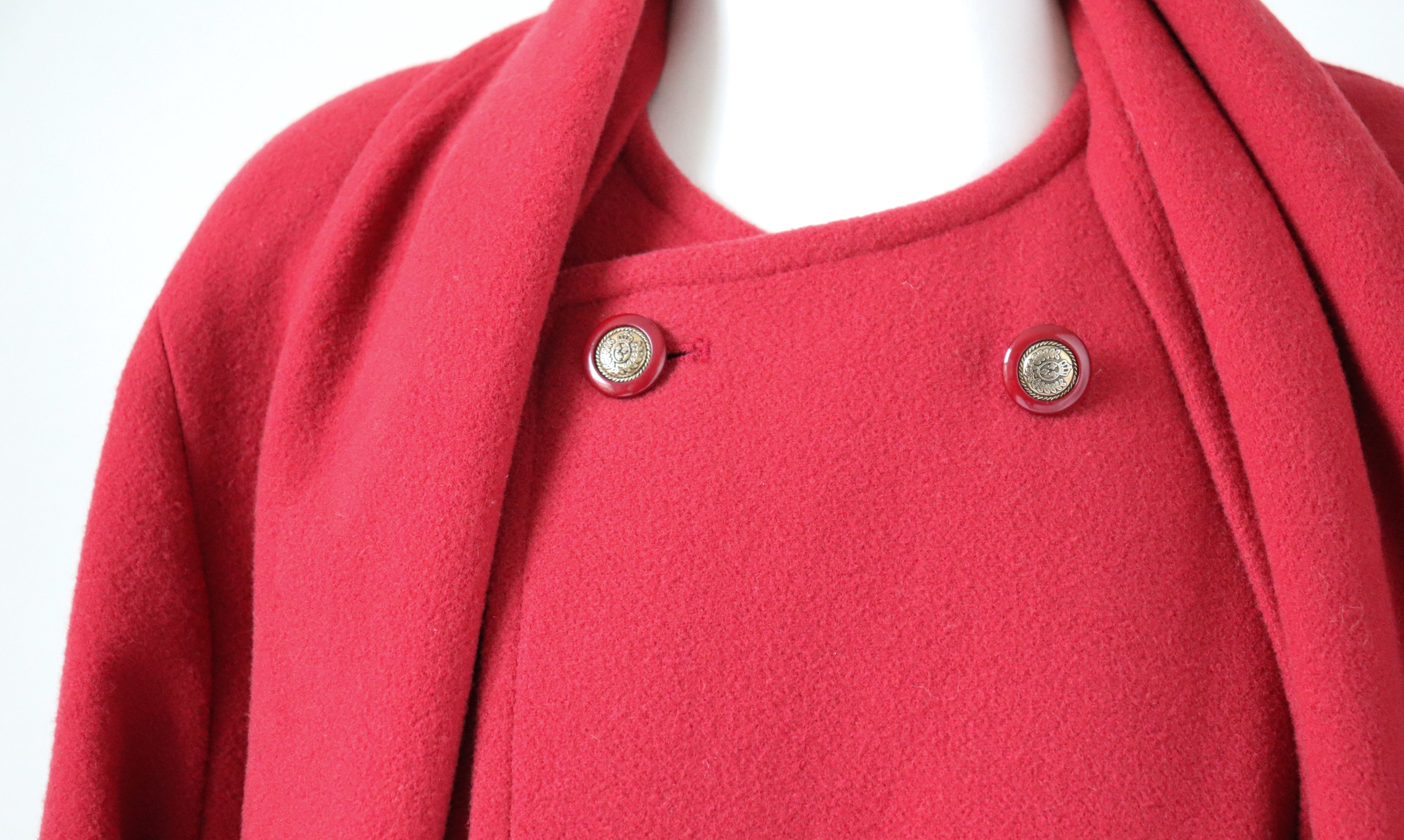 Vintage Pink Red Winter Coat - 100% Wool - Eastex 1990s  - XL / UK 16