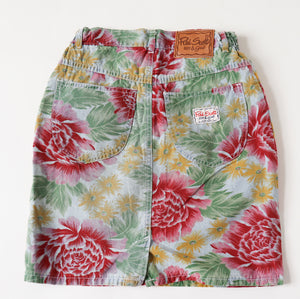 Printed Denim Vintage Mini Skirt - 1980s - Multi - Red Scott - XXS / UK 6