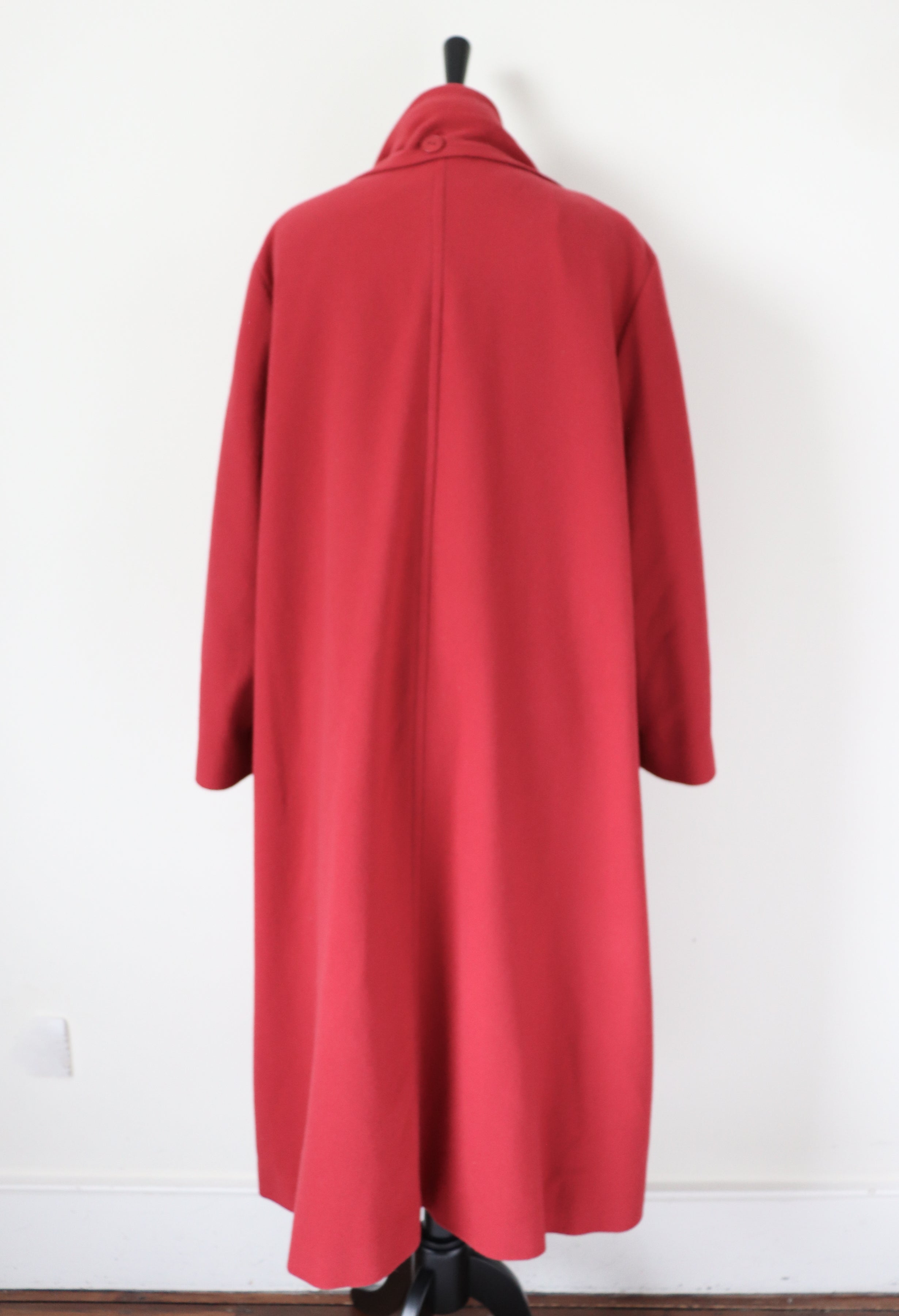 Vintage Pink Red Winter Coat - 100% Wool - Eastex 1990s  - XL / UK 16