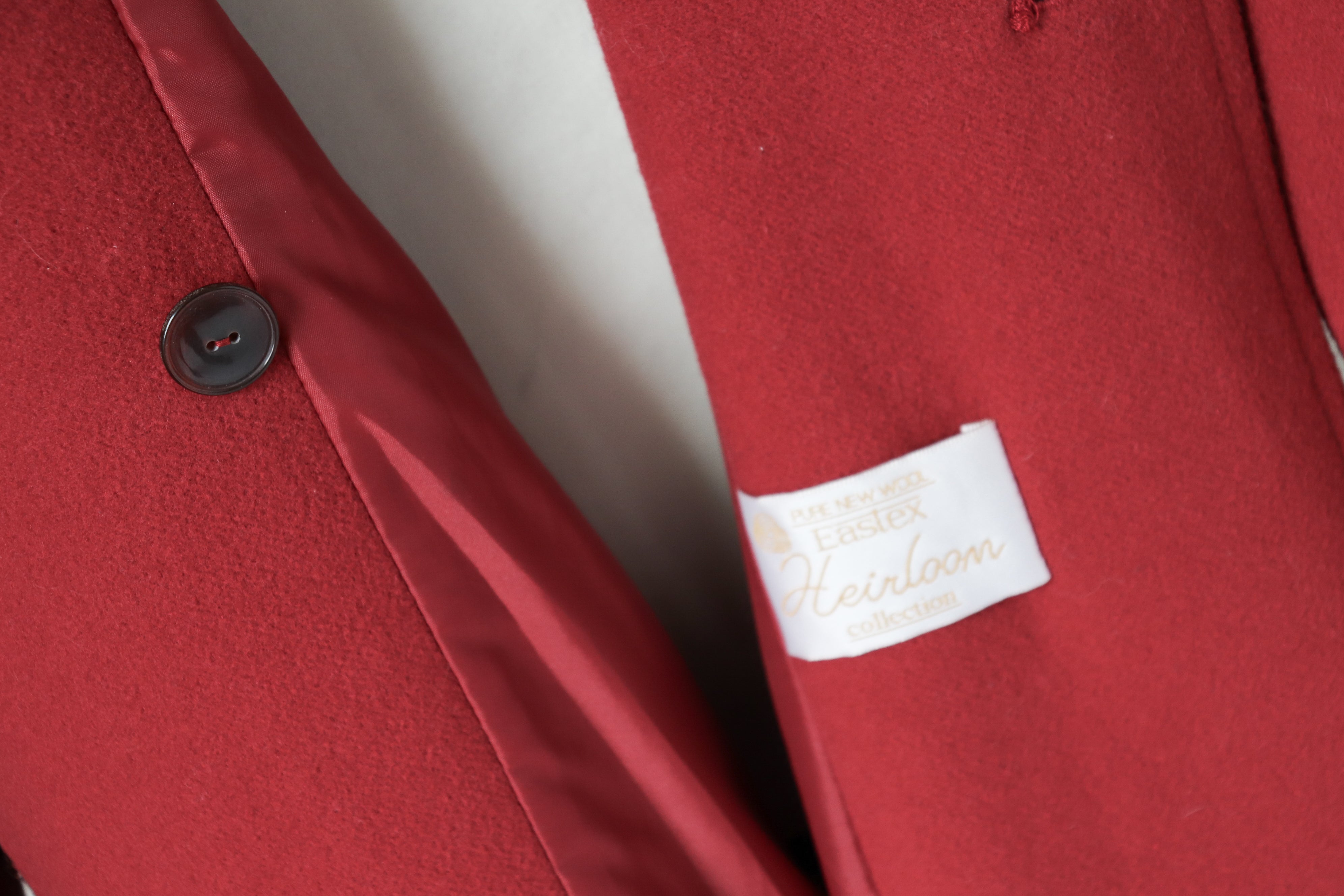 Vintage Pink Red Winter Coat - 100% Wool - Eastex 1990s  - XL / UK 16