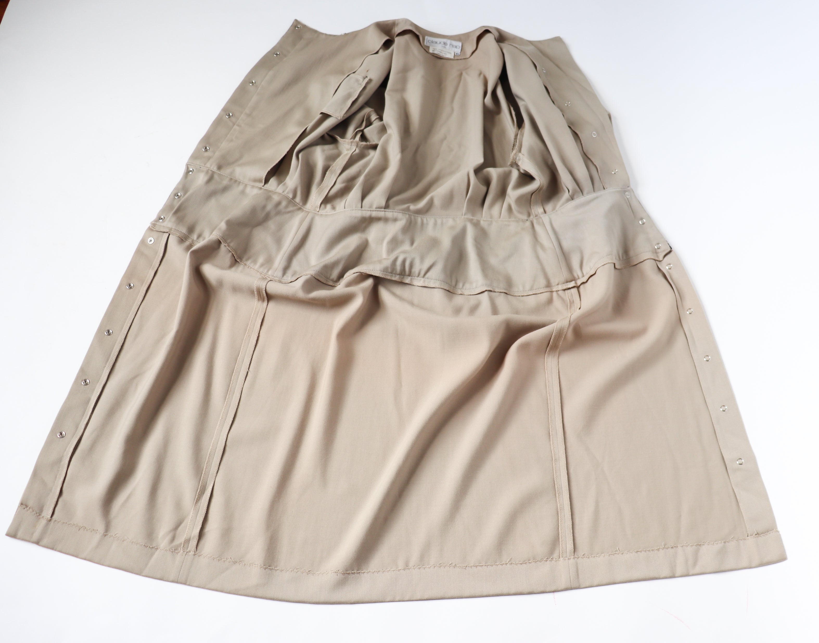 Claude Rap Wool Vintage Dress - Beige / Blue - 1980s / 1920s - Fit M / UK 12