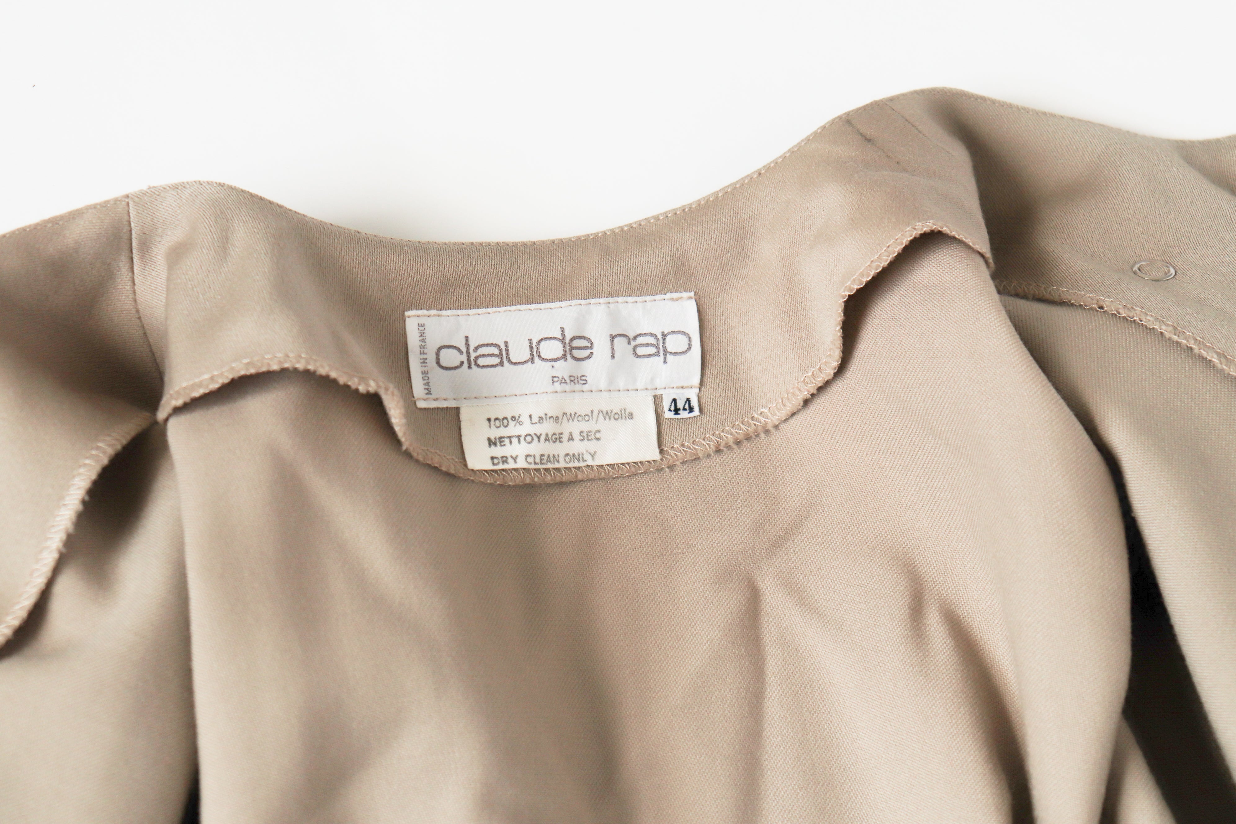 Claude Rap Wool Vintage Dress - Beige / Blue - 1980s / 1920s - Fit M / UK 12
