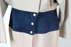 Claude Rap Wool Vintage Dress - Beige / Blue - 1980s / 1920s - Fit M / UK 12