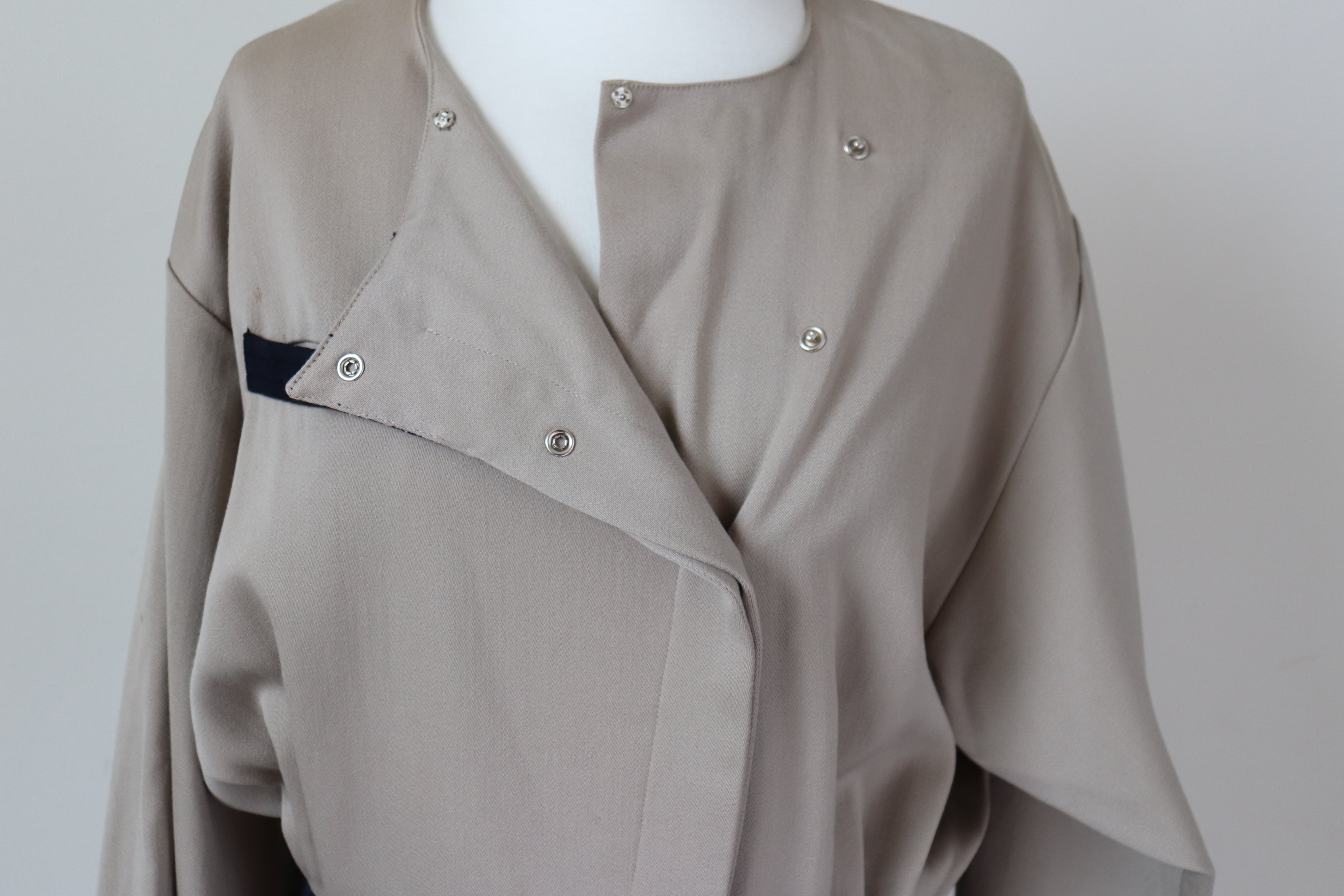 Claude Rap Wool Vintage Dress - Beige / Blue - 1980s / 1920s - Fit M / UK 12