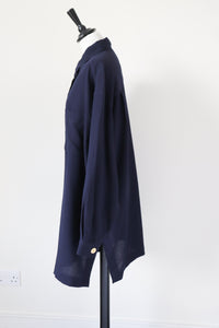 Jaeger Wool Crepe Tunic Shirt  - Dark Blue - Vintage - XXXL / UK 18