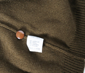 Vintage Long Cardigan - Jenny - 1990s - Applique - Khaki Brown - M /  UK 12