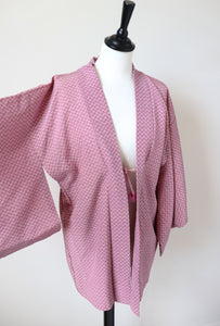 Japanese Kimono Jacket - Pink Spotted Print - Fit  M - UK 12