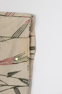 Japanese Handmade Silk Kimono - Cream  / Leaf Print - Fit S / M - UK 10 / 12