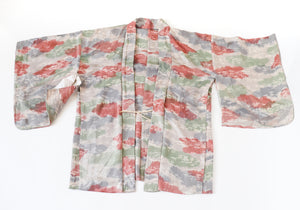 Japanese Silk Kimono Jacket - Patterned - Pink / Grey - Fit  M - UK 12