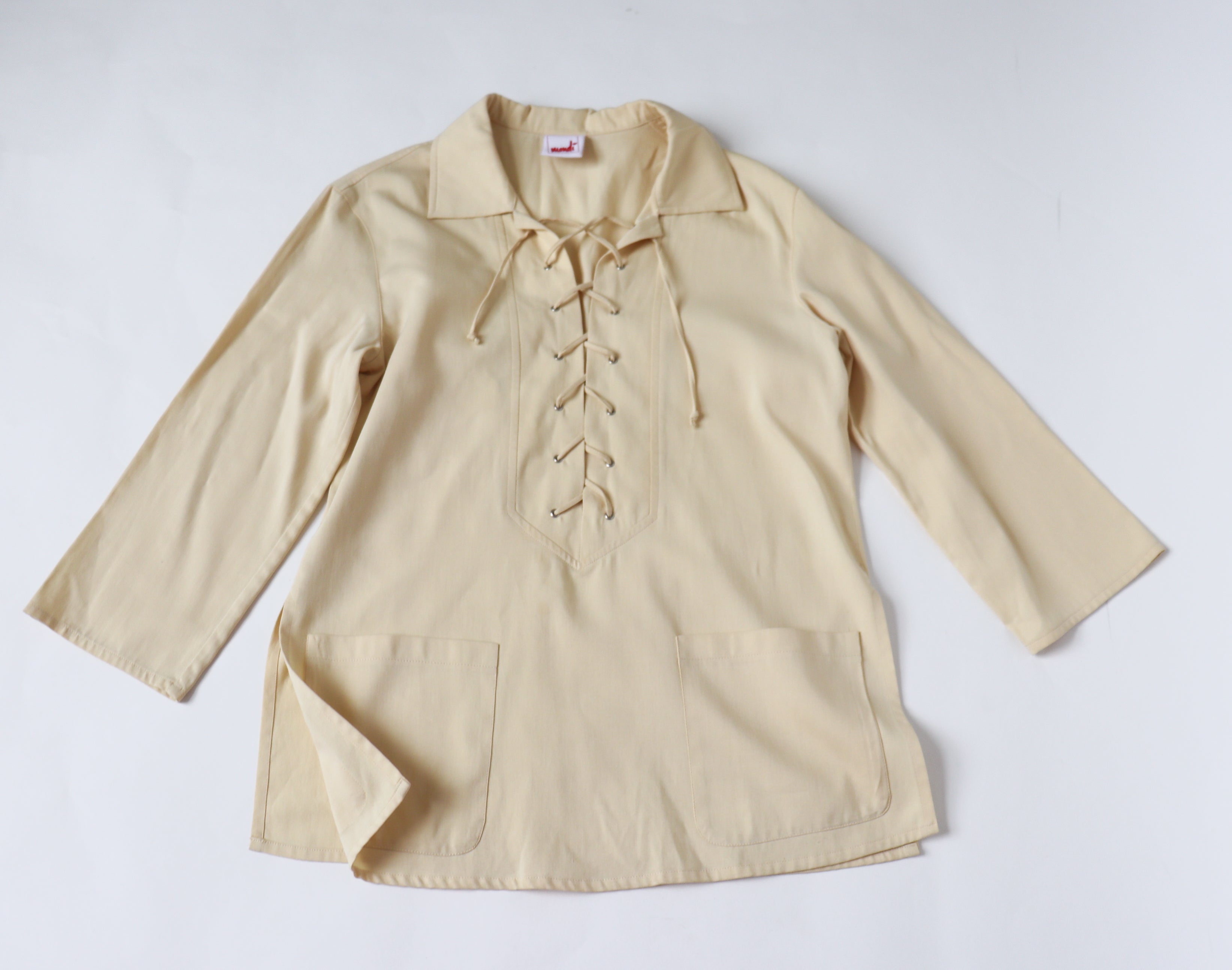 Mondi 1970s Safari Tunic Top - Cream Saharienne - Fit  M / UK 12