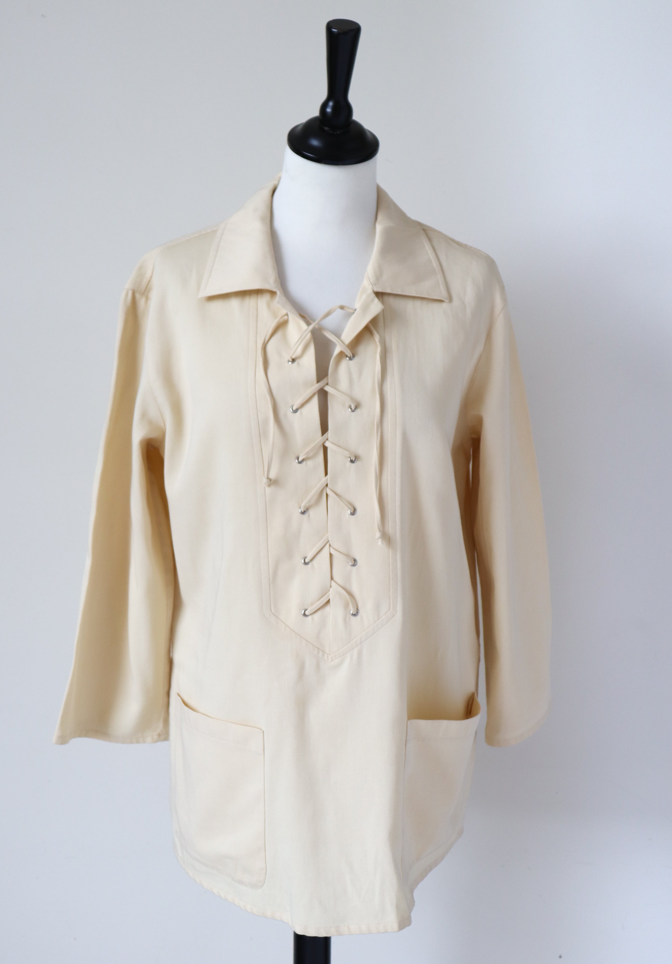 Mondi 1970s Safari Tunic Top - Cream Saharienne - Fit  M / UK 12