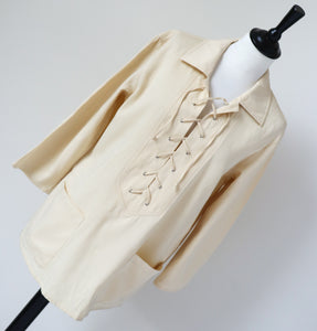 Mondi 1970s Safari Tunic Top - Cream Saharienne - Fit  M / UK 12