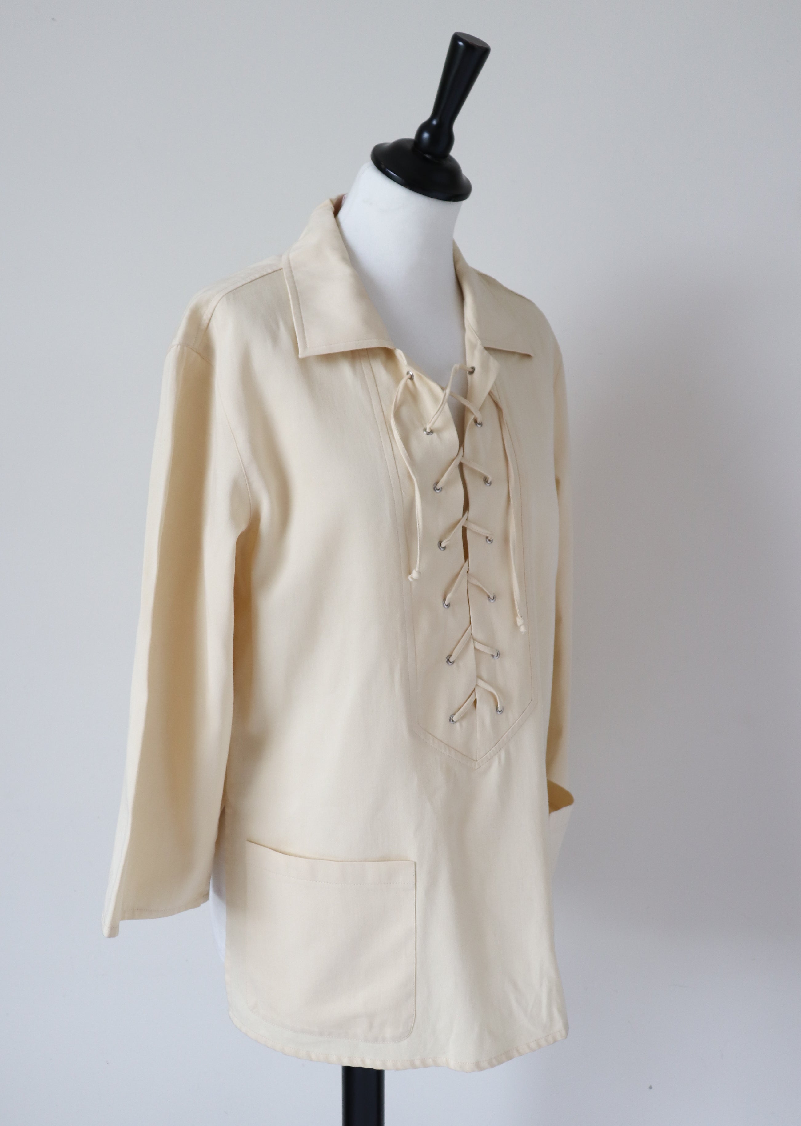 Mondi 1970s Safari Tunic Top - Cream Saharienne - Fit  M / UK 12