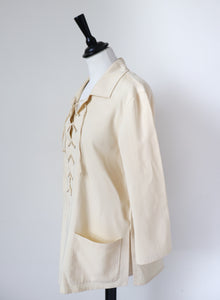 Mondi 1970s Safari Tunic Top - Cream Saharienne - Fit  M / UK 12